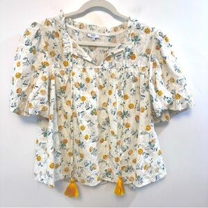 VOY short puff sleeve floral blouse